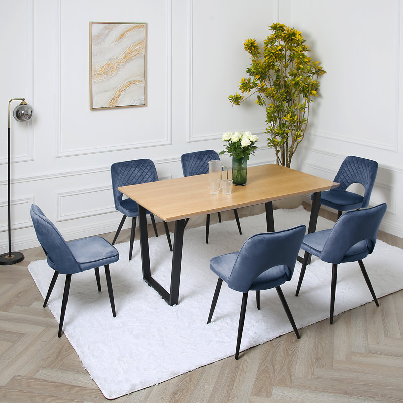 Asfand 6 - Person Dining Set, Dark Blue