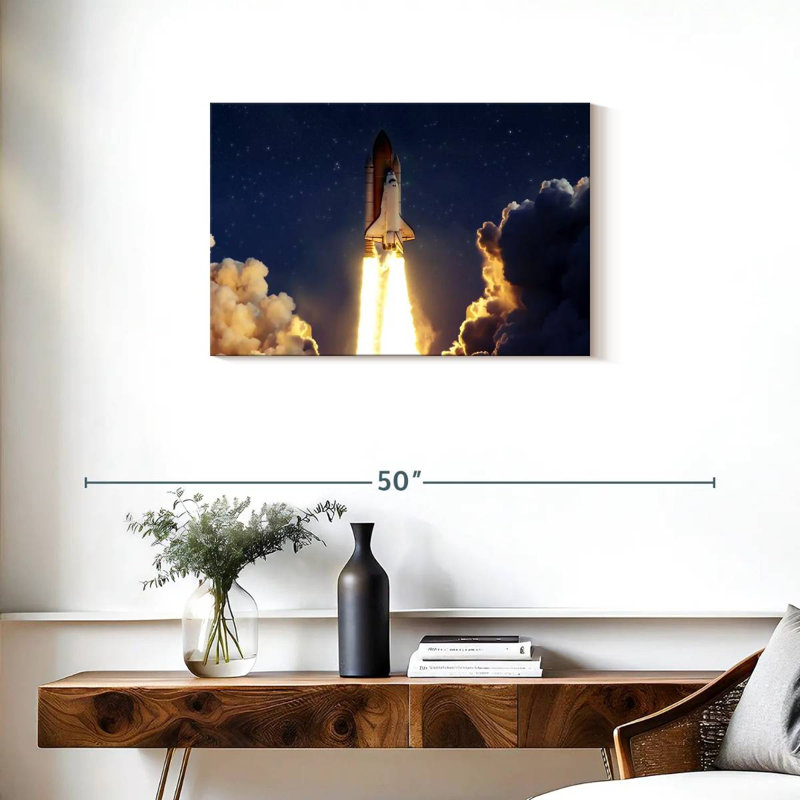 Oberle Rocket Launching Through Clouds, 20" H x 30" W