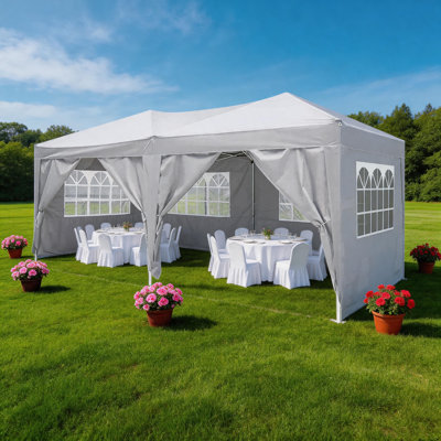 10x20 Portable Party Folding Canopy with Windows & Weight Bags,Beige