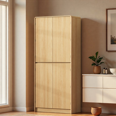 Tall Farmhouse Kitchen Pantry With 8 Door Shelves, 3 Adjustable Shelves And Hidden Drawer