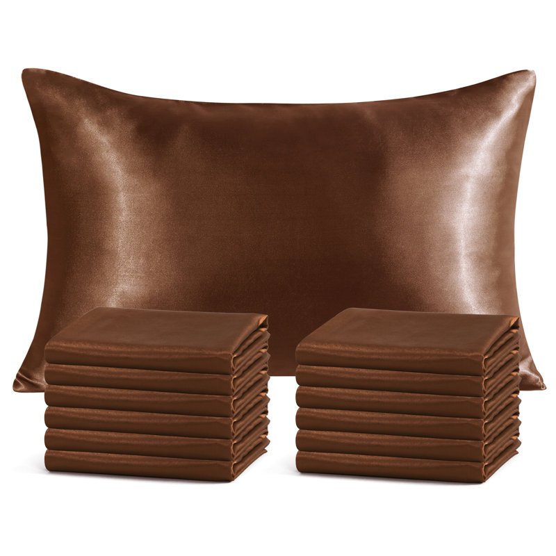  Satin Pillow Cases, Brown, Standard