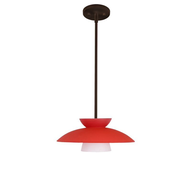 Luminaire suspendu géométrique 1 lumières simple Trilo, Bronze, Rouge mat, DEL