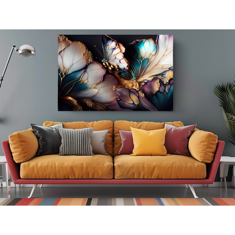 «Dijital World Butterfly Flowers», reproduction sur toile, H 24 po x l 36 po x P 1 po