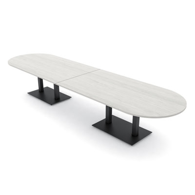 Racetrack Shaped Conference Table with Double Metal Post Base