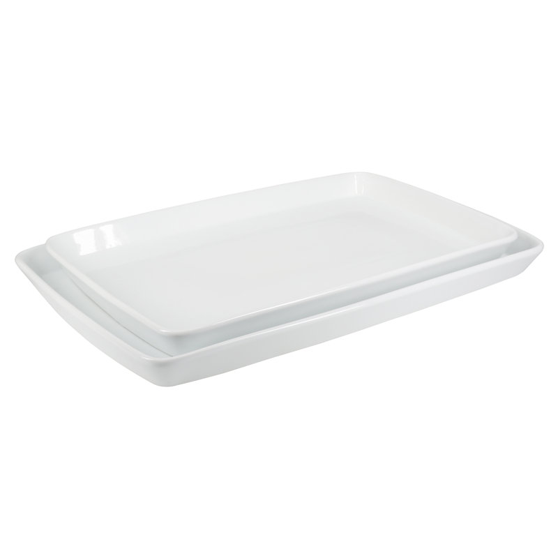 BIA Cordon Bleu Set of 2 Lido Rectangular Porcelain 16.75" and 18.75"Platters