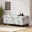 Repose-pieds avec tissu floral, rangement à fermeture en douceur, siège / repose-pieds multifonctionnel pour le salon, la chambre à coucher | Noir | Bois