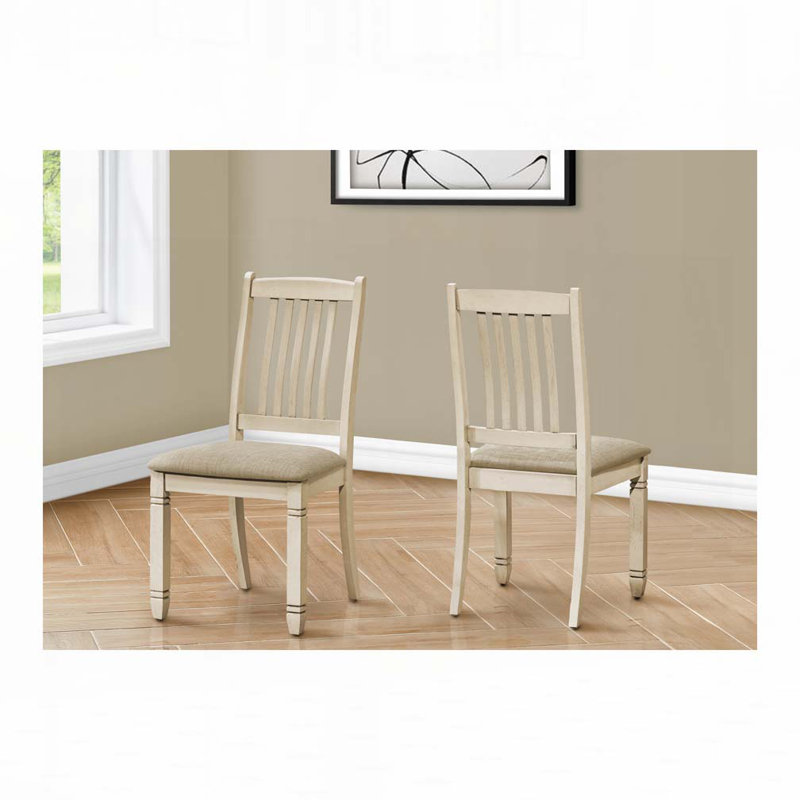 Chaises de salle à manger rembourrées, Blanc, Blanc