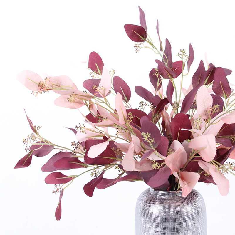 Tige de eucalyptus artificielle, Rose, 3 tiges