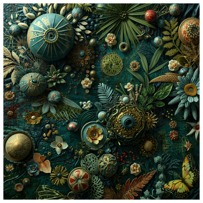 Tapis de bain Intricate Botanical Collage, L 34 po x L 21 po
