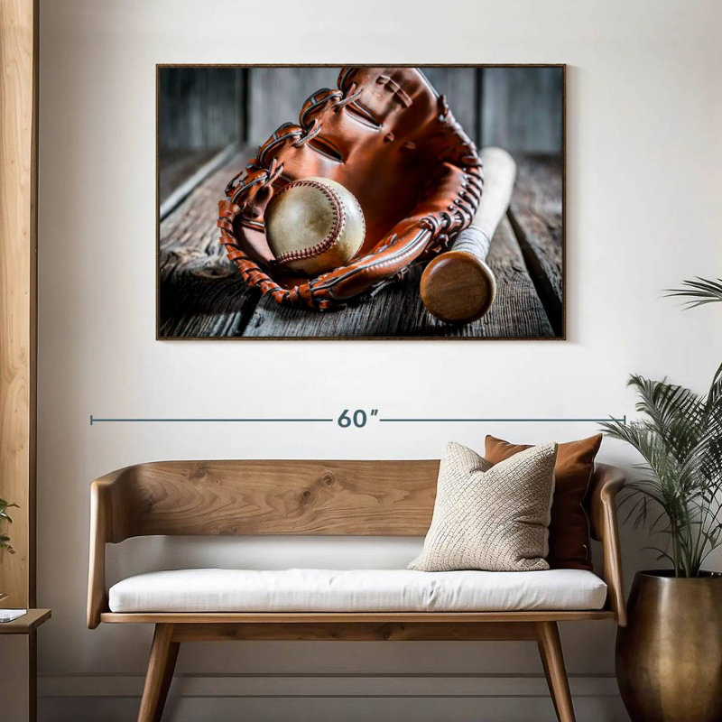 Baseball Basics, 46" X 31", Floating Frame Walnut
