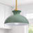 Green Dome Pendant Light with Gold Rod & Natural Wood Accent, Adjustable Cord, Modern Kitchen Island Lighting for Dining Room, Entryway, Bedroom