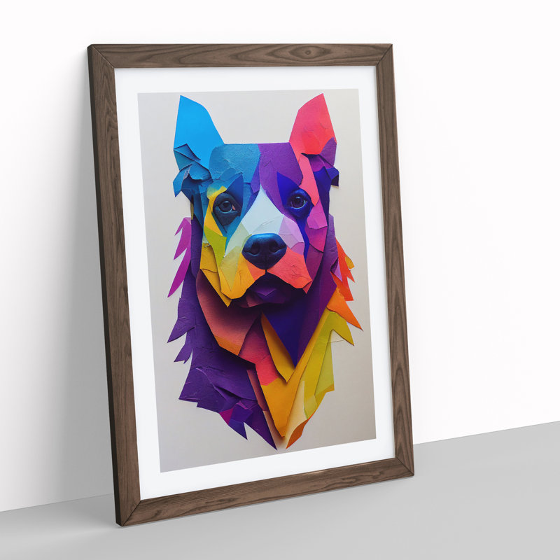 XV1022-3399X Paper Dog No.2 Abstract - Print, Walnut Framed, 66cm H x 48cm W