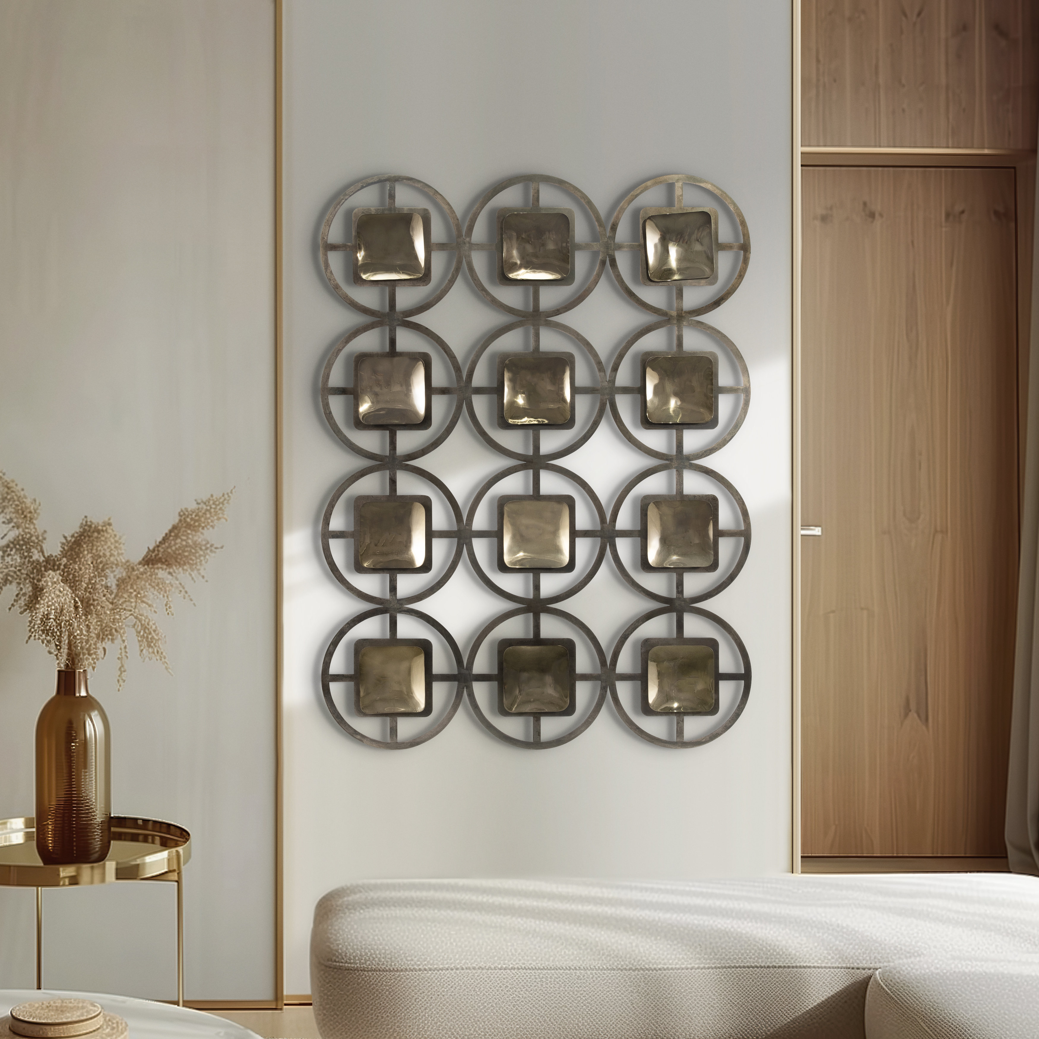 17 Stories Modern Circle Metal Gold and Black Wall Décor | Wayfair