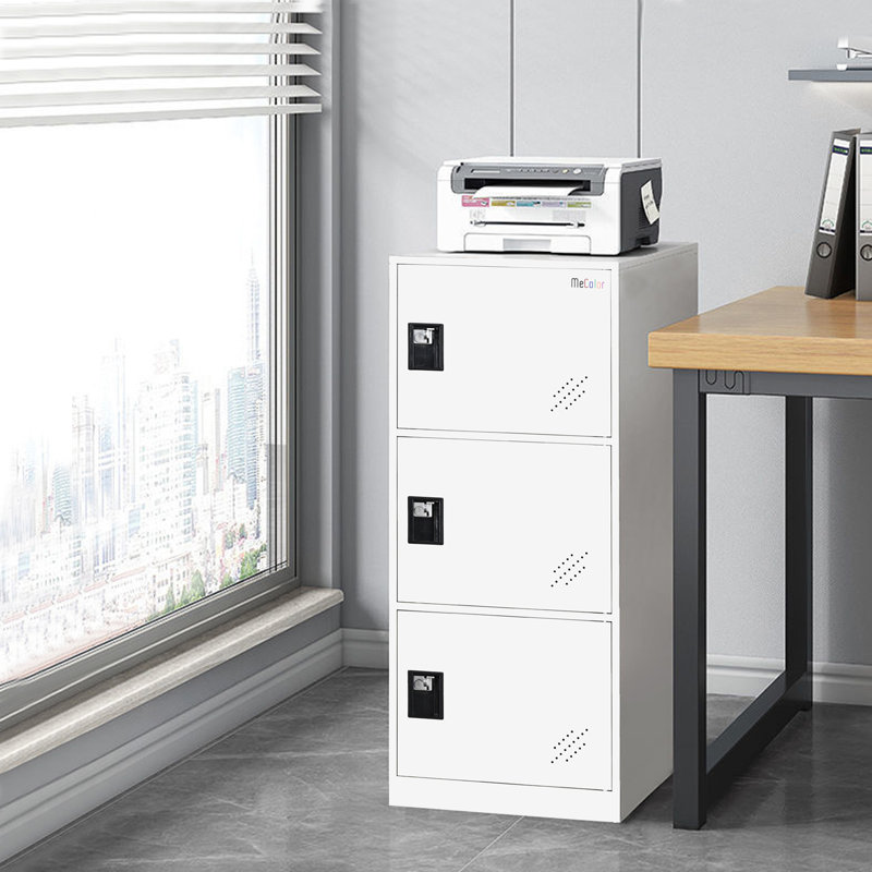 Small Locker 3 Doors With Lock Latch, White