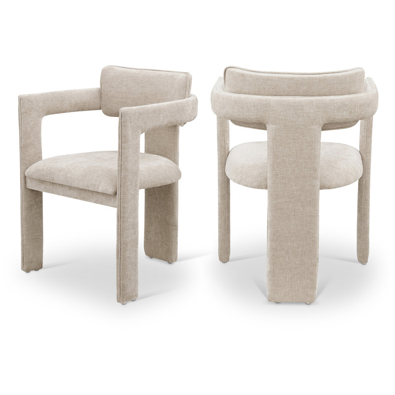 Chaise en chenille Exilda, Tissu chenille beige