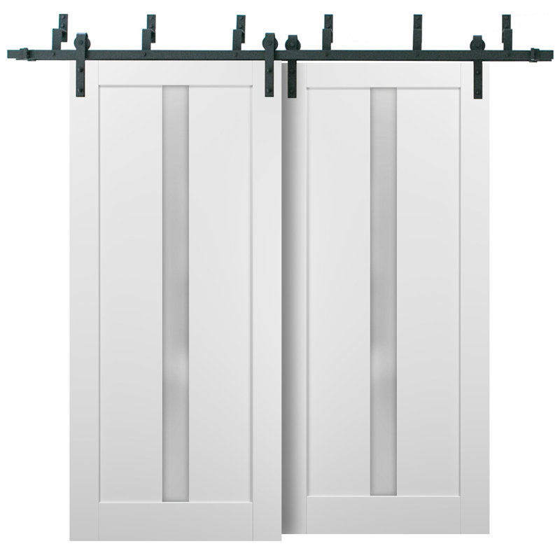 Portes de placard coulissantes en verre givré Quadro avec trousse de quincaillerie d'installation, 36 po x 96 po