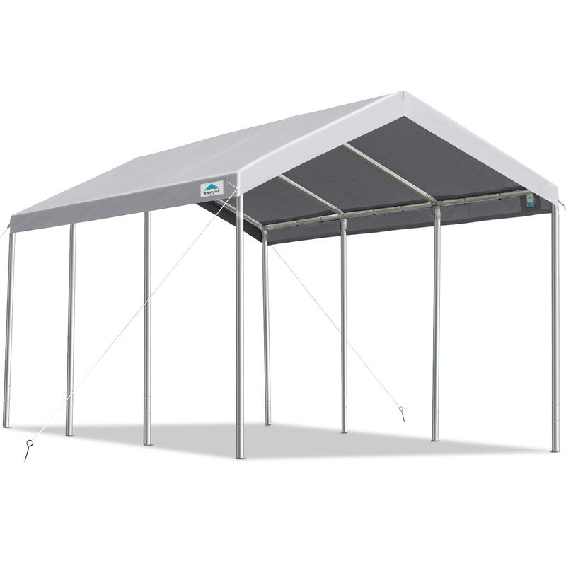 ADVANCE OUTDOOR 10 ft x 20 ft x 11 ft Car Canopy Garage Boat Shelter Gray Carports, Gray, 11'H x 10'W x 20'D