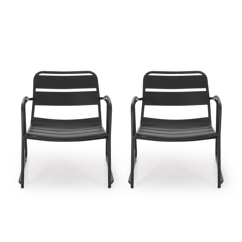 Chair In Matte Black Iron For A Peaceful Backyard & Patio, 27.72"W X 24.65"H, 13.63 Lb Patio , Construction Leisure, 25.09"D 27.72"W,