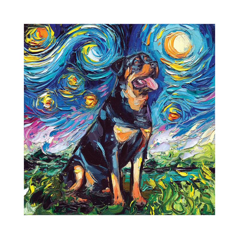 Rottweiler Night II by Aja Trier - Wrapped Canvas Print, 93.98 cm H x 93.98 cm W x 3.175 cm D