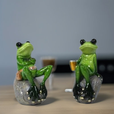 Ensemble de 2 figurines de couple de grenouilles H 4 po