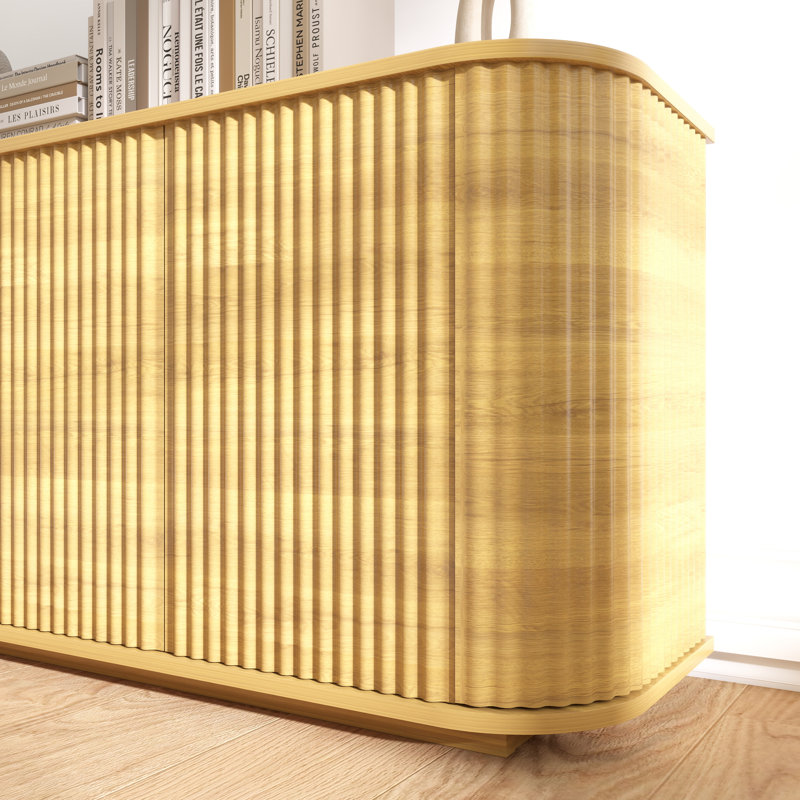 Buffet de rangement 64 "avec motif à vagues, Naturel