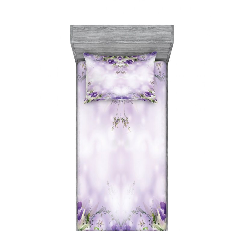Microfiber Floral Sheet Set, Twin XL Sheet Set with Fitted Sheet