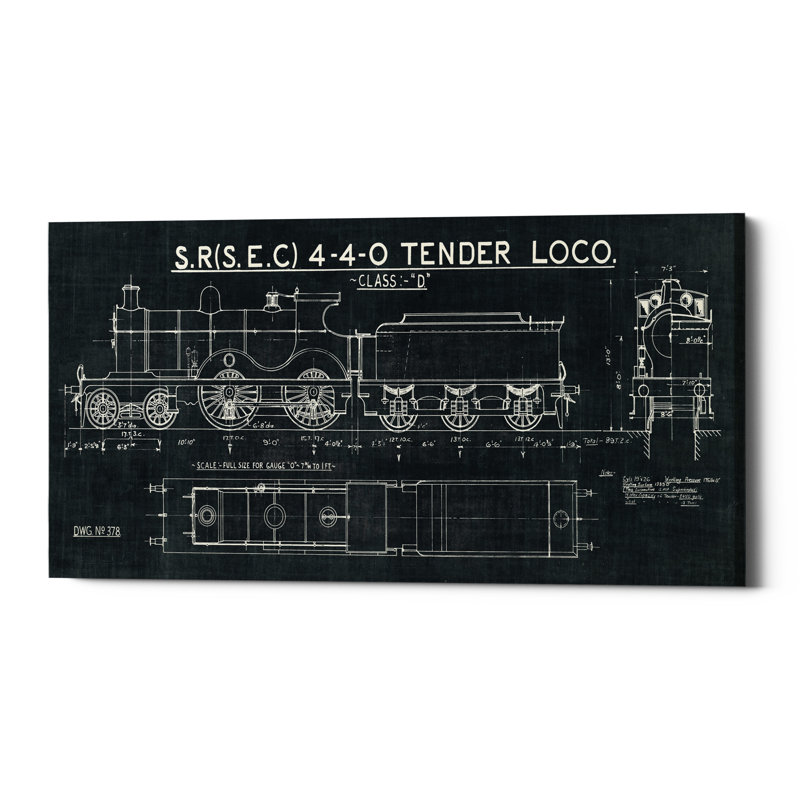 « ii », impression sur toile Train Blueprint, H 20 po x l 40 po x P 1,25 po