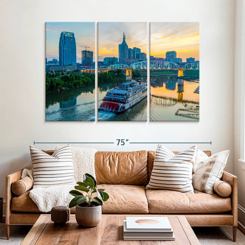 Sebbie Nashville Skyline au coucher du soleil, H 42 po x l 65 po