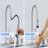 Kitchen Faucet With Pull Down Sprayer And 4 Spraying Modes  Commercial 1 Or 3 Hole Kitchen Faucets With Locking Buckle