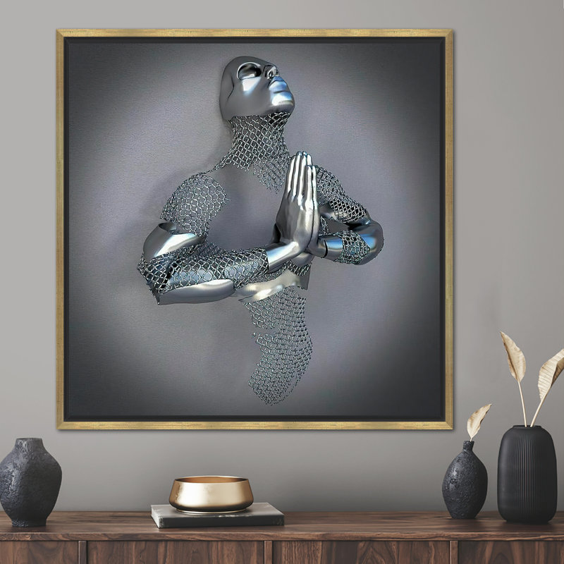 Print on Canvas, Gold, Framed Print without Mat, 40 cm H x 40 cm W
