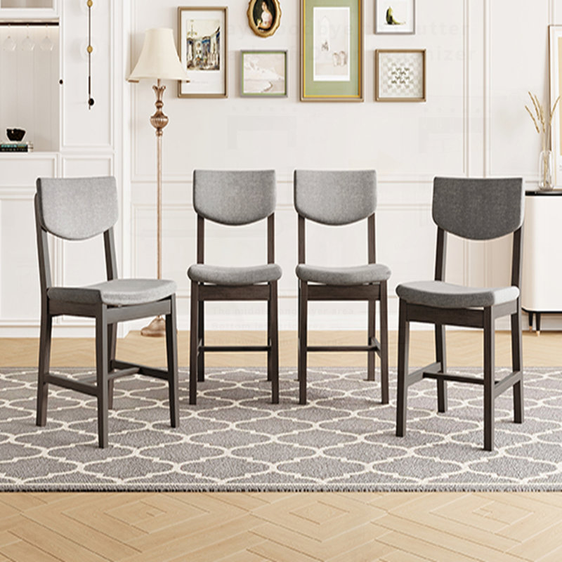 Chaise de salle à manger rustique 4 pièces - Structure en bois massif avec coussin en tissu, chaise d'appoint rembourrée pour la cuisine, la salle à manger, le salon