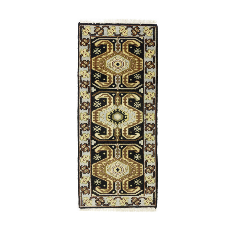 Tapis gris anthracite en laine fabriqué à la main 2 pi 7 po x 6 pi Shondreka