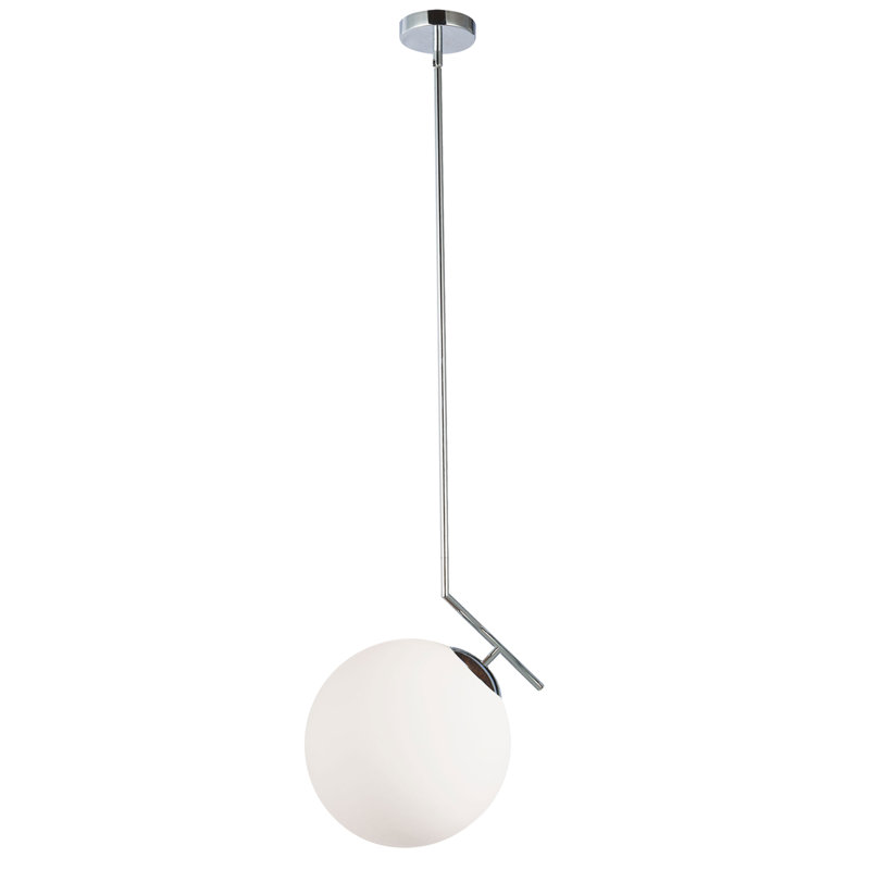 Luminaire suspendu sphère 1 lumière Orion, Blanc / chrome