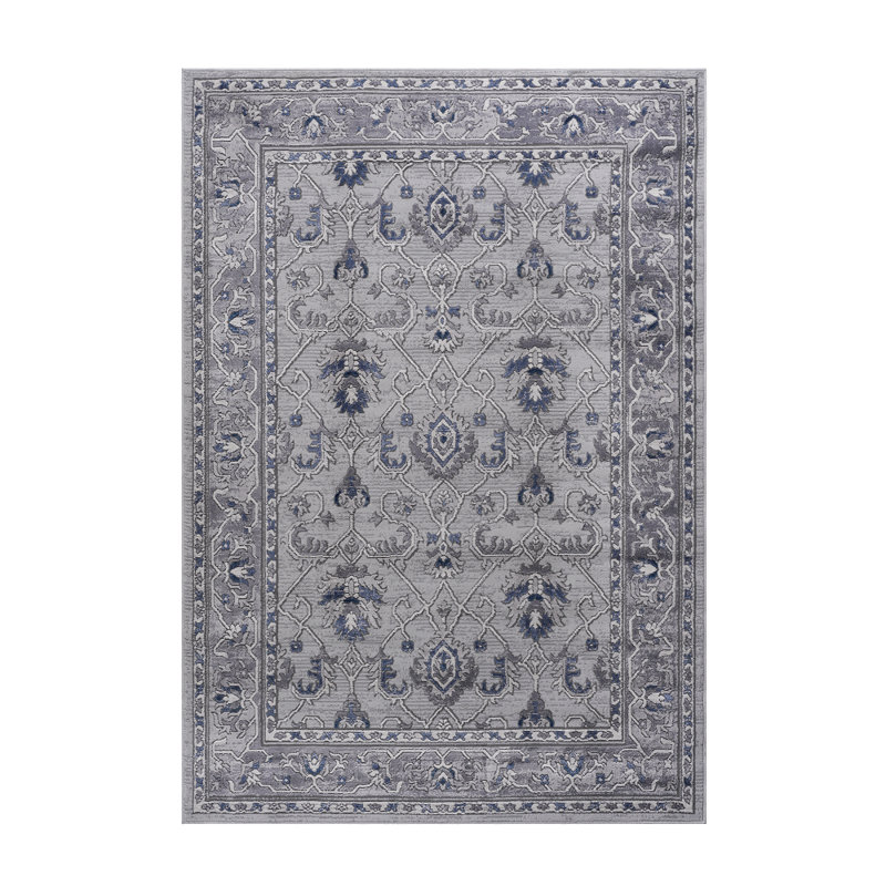 Medium-pile Grey-blue Polyester Rug - Easy-clean & Floor-safe For Busy Households, Rectangle 5'3" x 7'6"