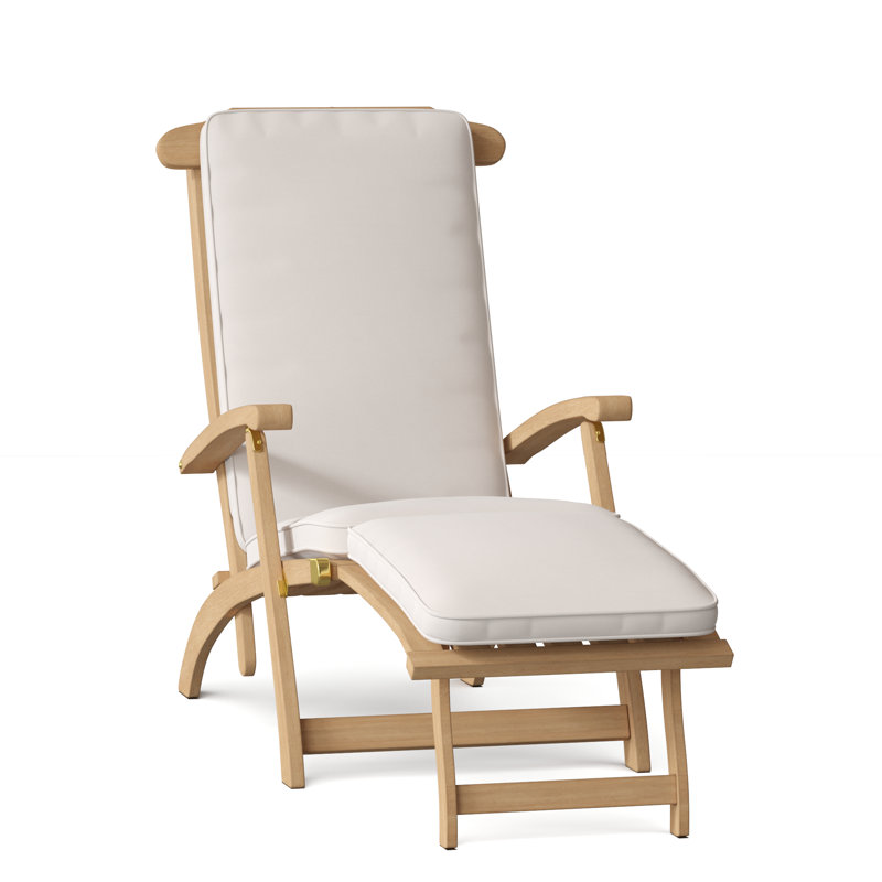 Steamer Outdoor Teak Chaise Lounge, Sailcloth Salt