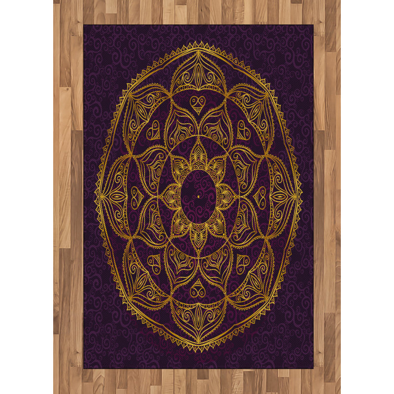 Mandala High Density Long Fiber Poly Threads Decorative Area Rug Carpet, Rectangle 4' x 5'8"