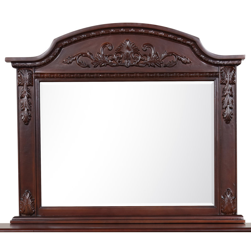 Cherry Wood Rectangular Transitional Wall Mirror