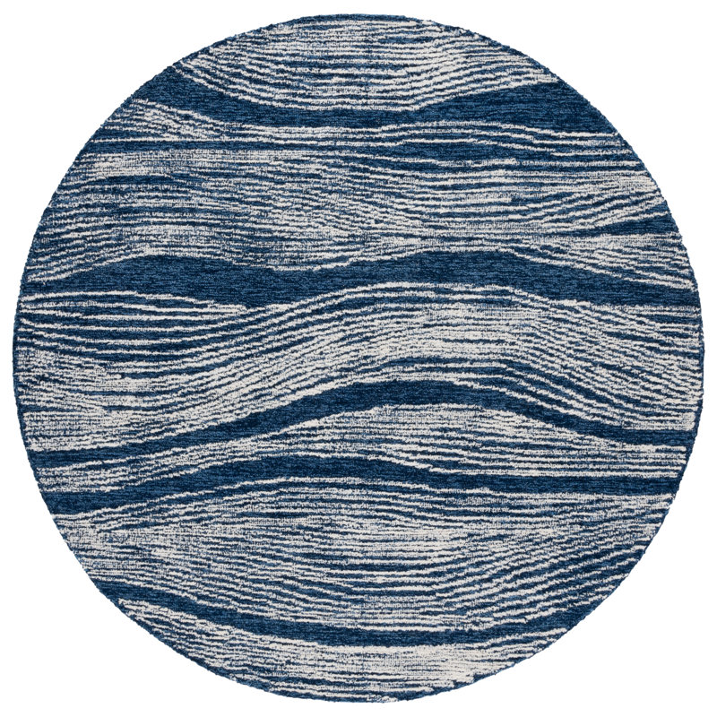 Mahli Hand Tufted Wool Pile Abstract Rug, Round 6'