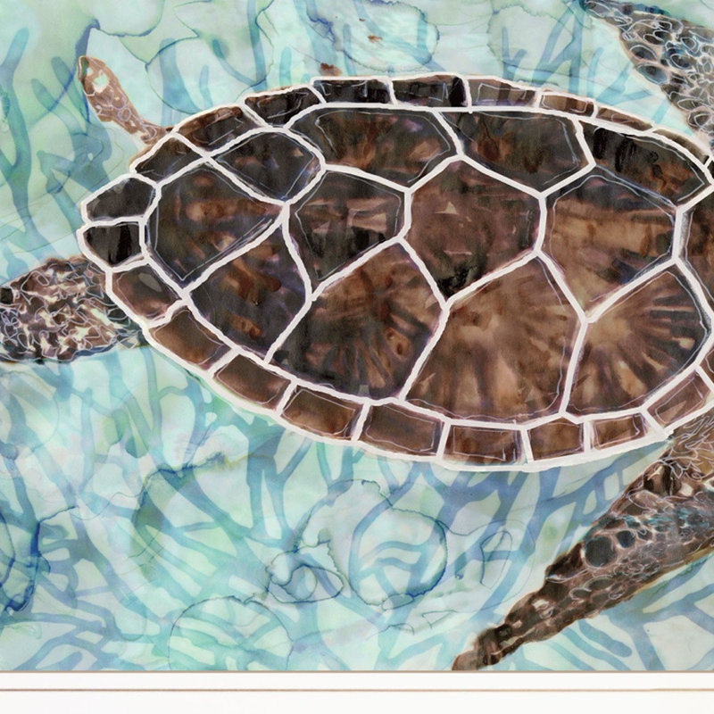 «Sea Turtles», impression murale, Cadre blanc