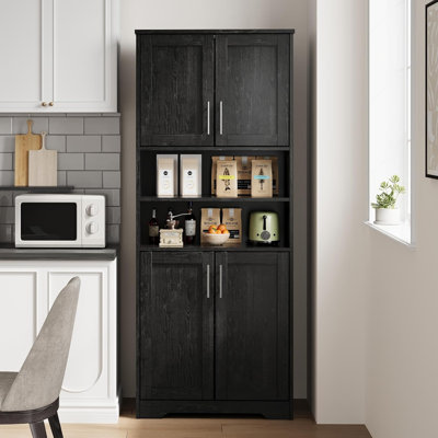 Multifunctional 67" Storage Cabinet with 4 Doors & Adjustable Shelves for Kitchen, Pantry, Living Room