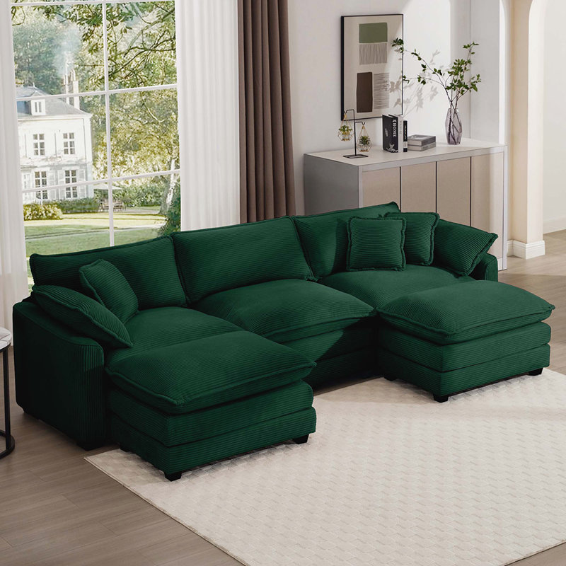 Canapé surdimensionné à coussin modulaire avec repose-pieds portatif, Vert