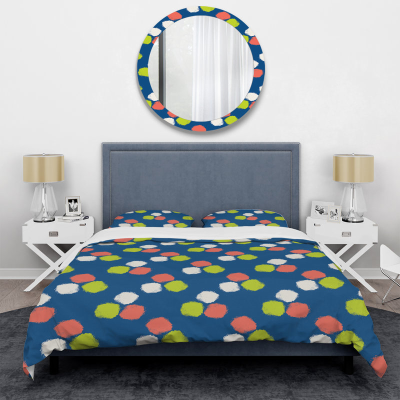 Ensemble de housse de couette en microfibre vert / rose / bleu 2 pièces, Housse de couette simple + 1 taie décorative stan