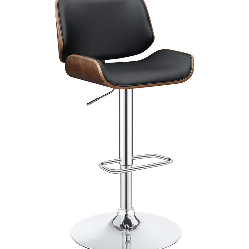 Chaise de bar moderne avec fonction de levage au gaz et noir, rehausse la polyvalence du tabouret avec rembourrage en mousse, base et espaces de cuisine