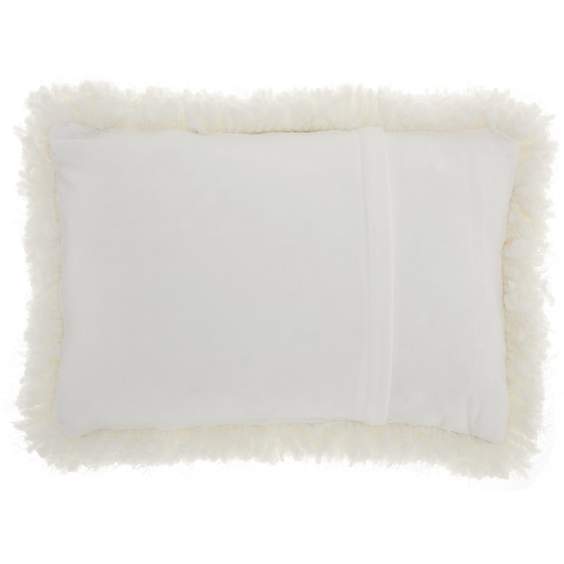 White Shag Polyester 14" x 20" Throw Pillow