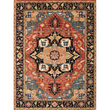High-Quality Hand-Knotted Red And Blue Area Rug