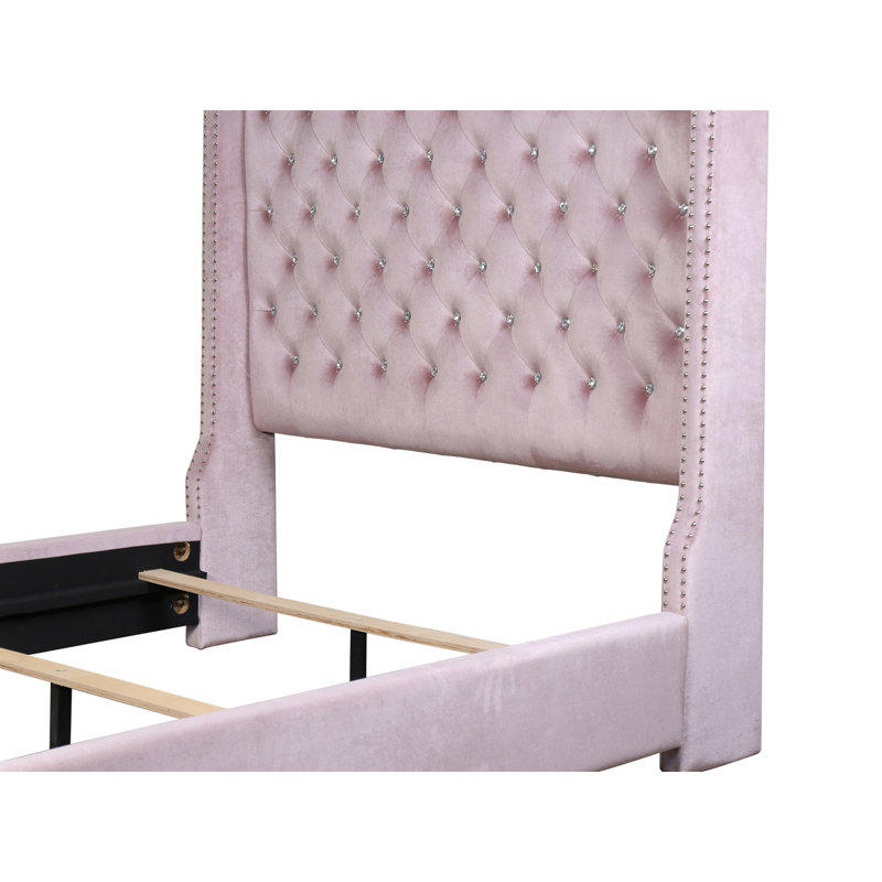 Harley-Rose Upholstered Platform Bed, Queen, Pink