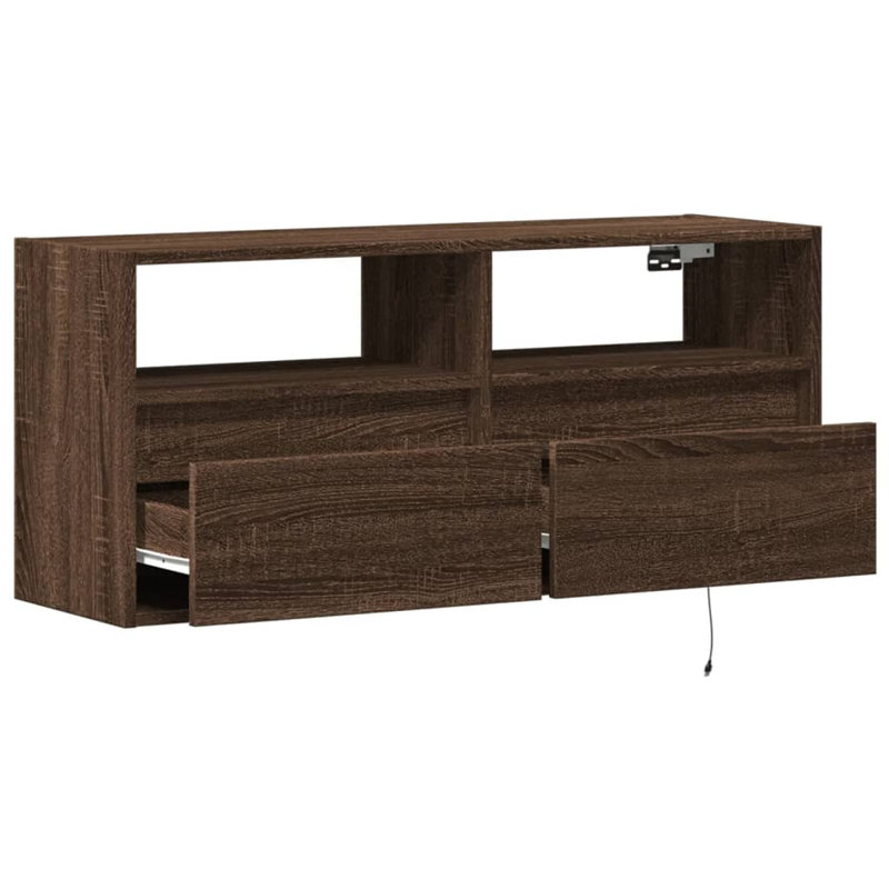 Dallton Unfinished TV Stand, Brown Oak, 100cm