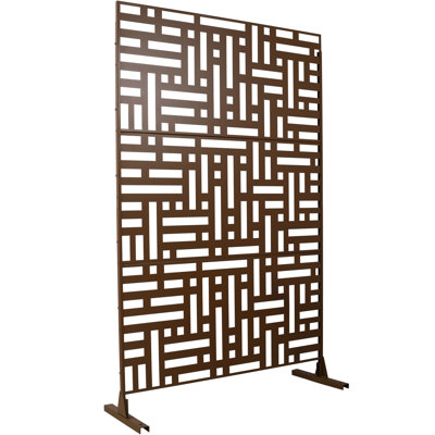 Écran d'intimité en métal 76 po x 48 po - brun. Autoportant pour l'extérieur et l'intérieur. Terrasse, balcon, patio. La rouille s'estompe. Application polyvalente. Facile à installer et à installer à l'intérieur, l 76 po H 48 po. Patio,