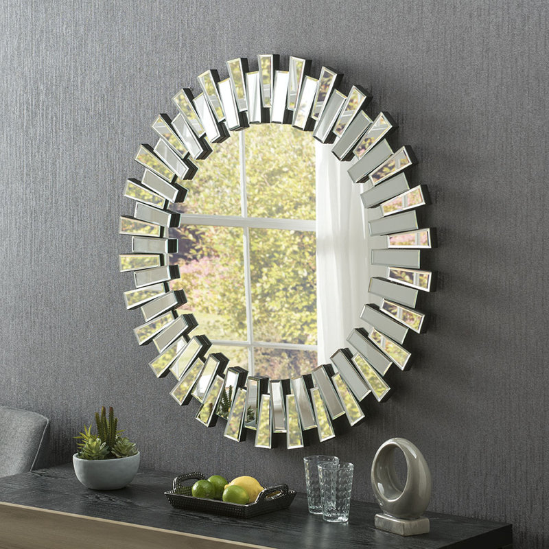 Joaquin Wood Flat Wall Mirror, 90cm H x 90cm W