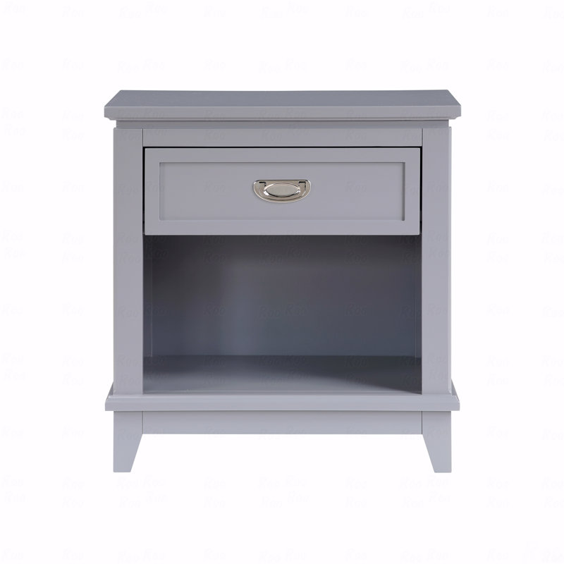 Table de chevet 1Pc avec grand tiroir de rangement et tablette inférieure, Gris